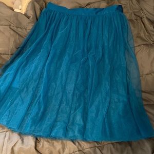 Blue Flowy Tulle Skirt